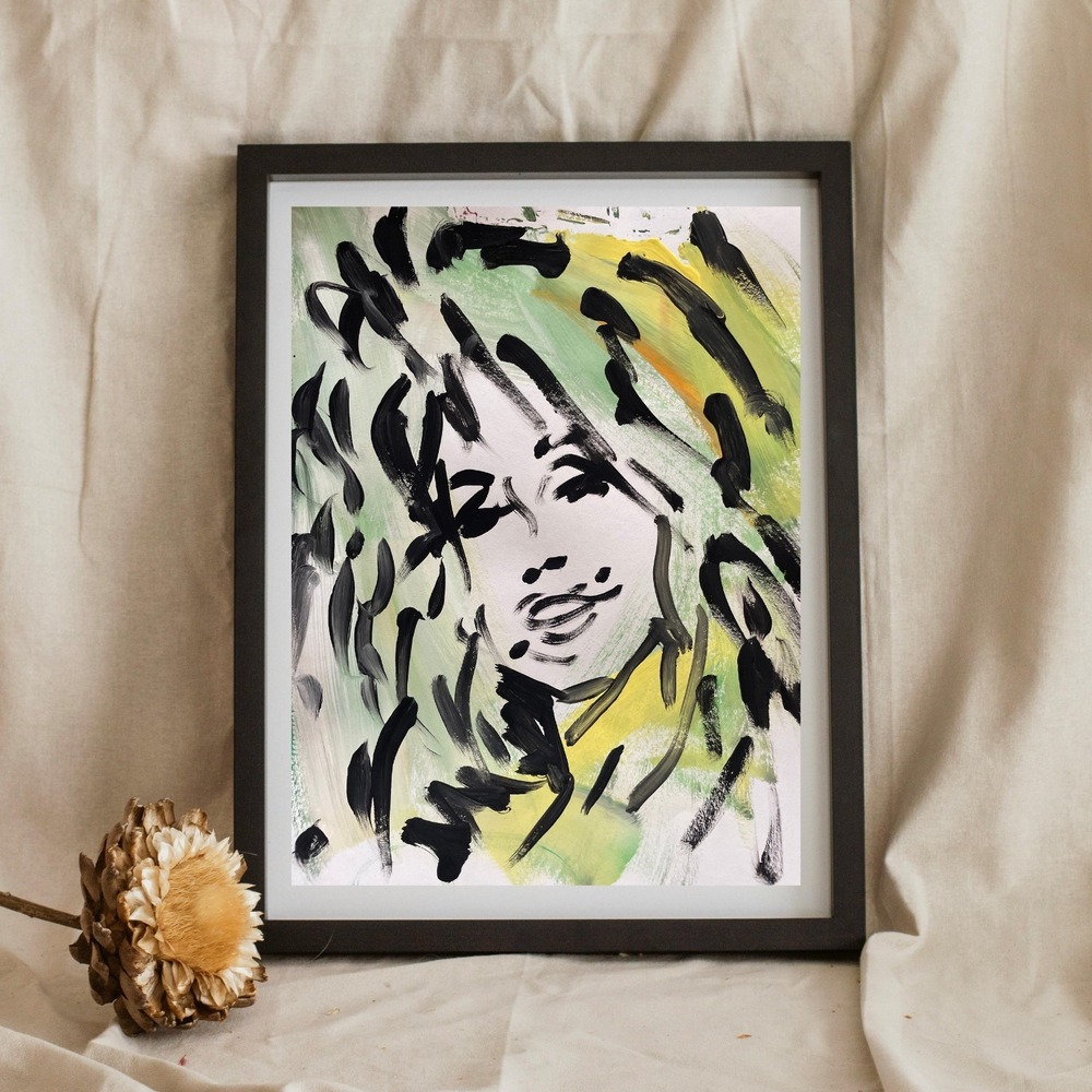 OMAN Dolly Parton Abstract Pop Art Portrait Painting 8.5x11 Paper
